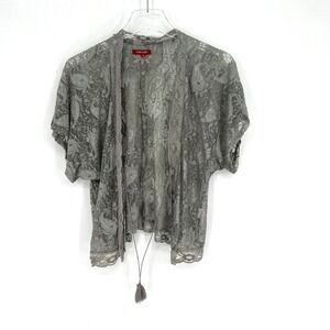 Santoori Cardigan Womens S Gray Lace‎ Whimsigoth Y2K Paisley Fairy